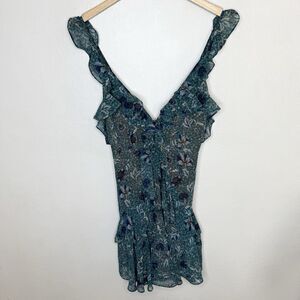 For Love And Lemons Green Floral Mini Dress